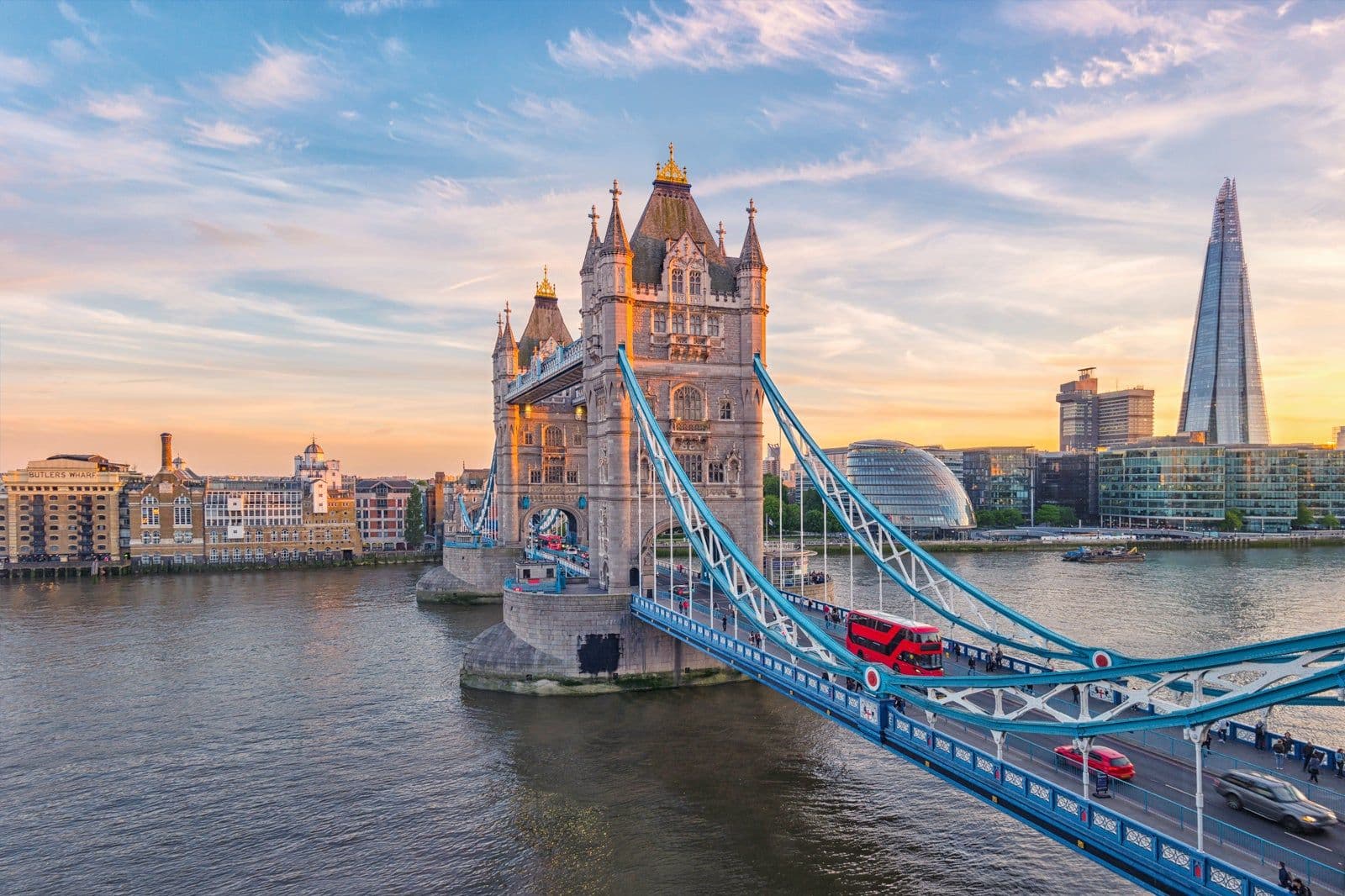 Tower Bridge over the Thames at sunset